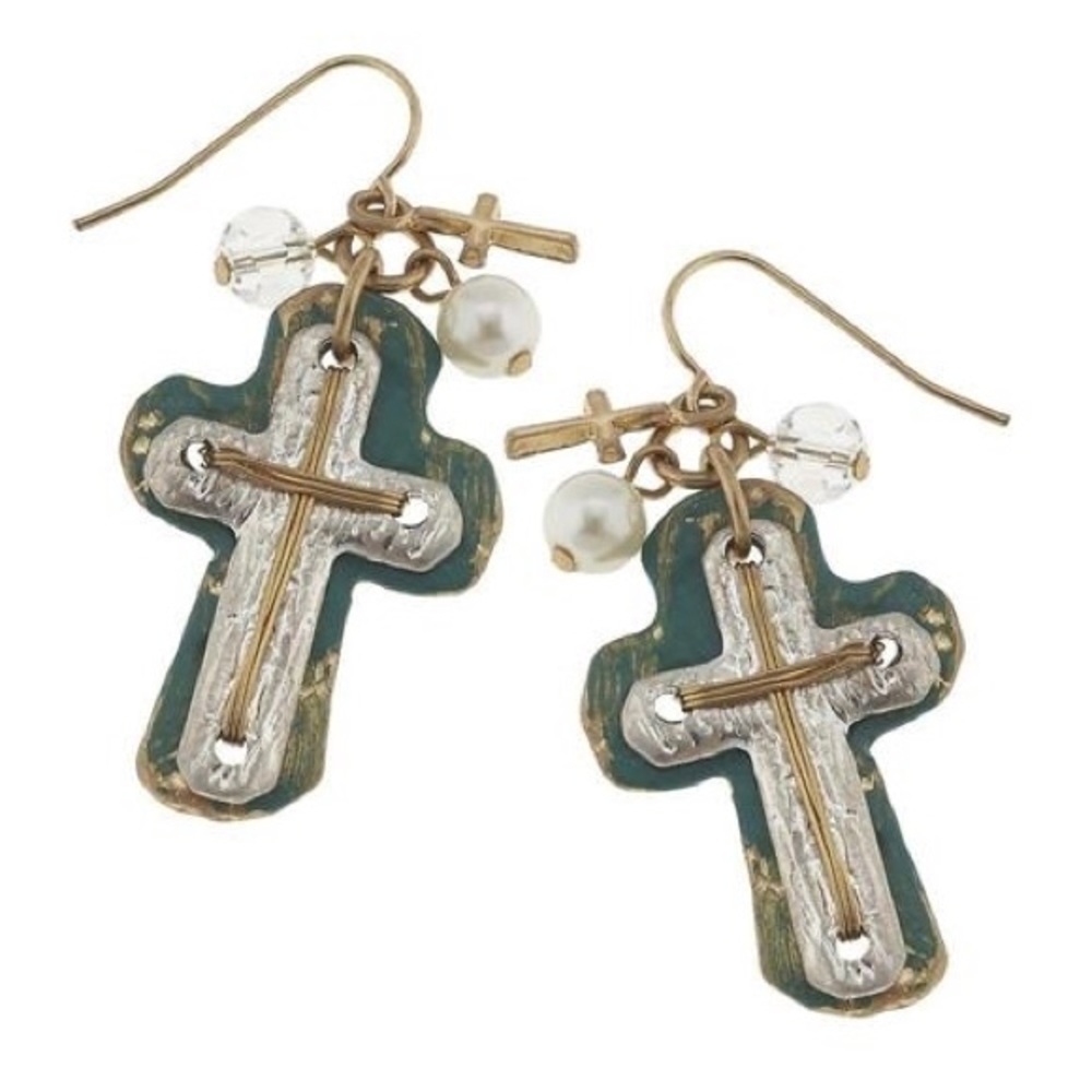 🆕AUCTION PRICE👩🏻‍⚖️ PATINA CROSS EARRING